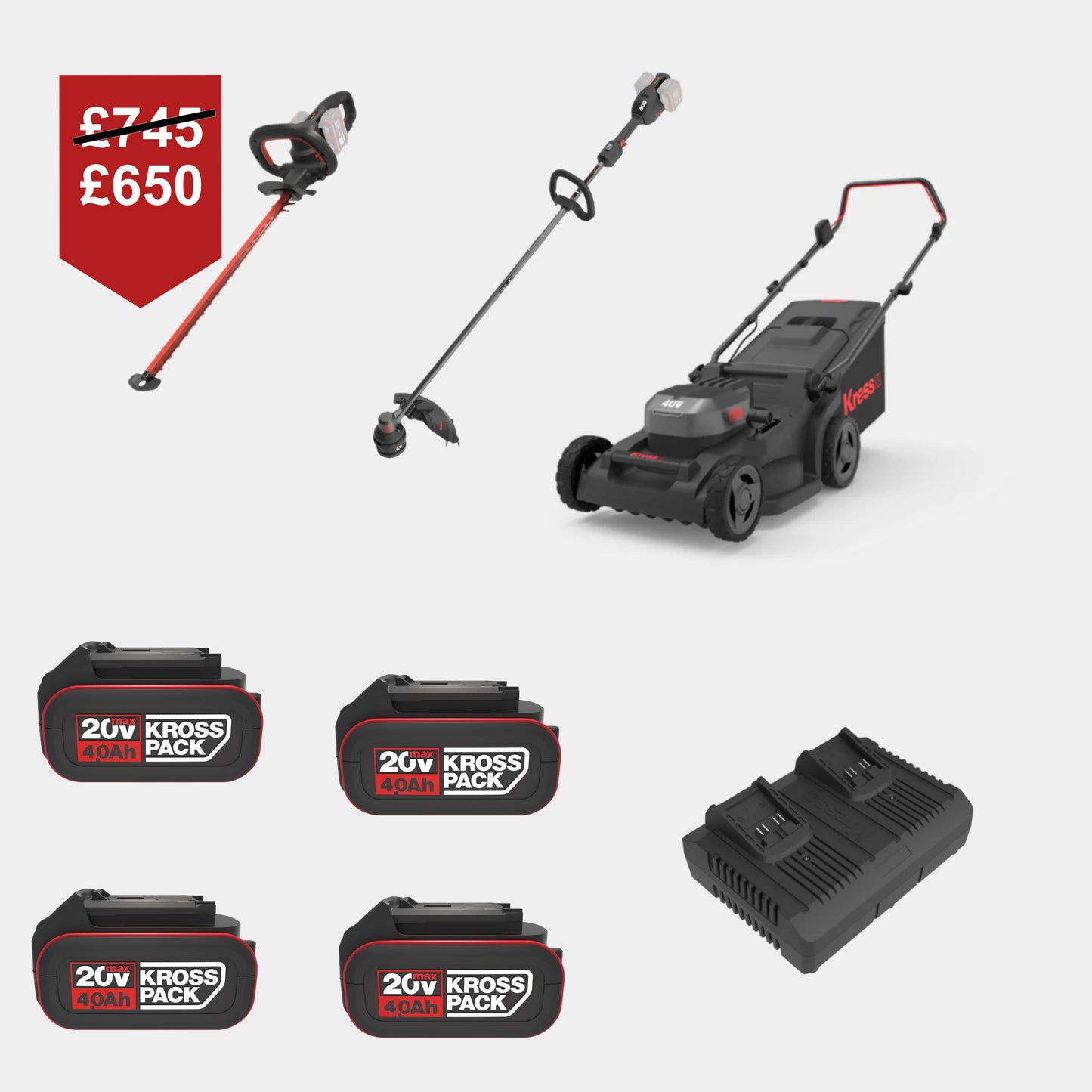 Ideal for small gardens up to 800 m².
Brushless motor for efficient, quiet performance.
Grass collection bag and mulching options for versatile mowing.
KrossPack battery system compatible with all Kress 20 V and 40 V tools.
Lightweight design for easy manoeuvring.
Eco-friendly, zero-emission cordless lawn mower.
Adjustable cutting height for a precise finish.
Affordable cordless mower with high performance.
Kress KG748E.9 mower for clean and efficient lawn care