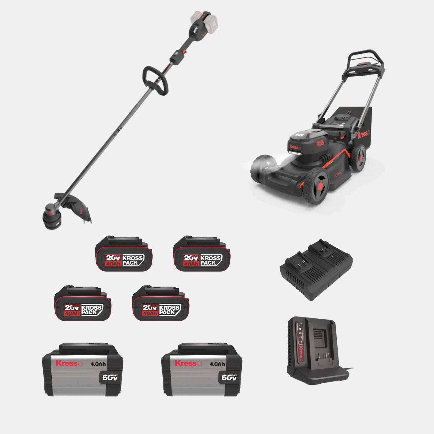 51 cm cutting width ideal for large lawns up to 2000 m².
Brushless motor for powerful, eco-friendly performance.
Self-propelled mower with adjustable speed control.
Kress 60 V battery system compatible with all Kress 60 V tools.
Cordless lawn mower with quiet operation and zero emissions.
Large grass collection bag for fewer emptying stops.
Lightweight design for easy manoeuvring on large lawns.
Kress KG760E.9 mower with adjustable cutting height.
Efficient brushless motor for longer runtime and consistent
