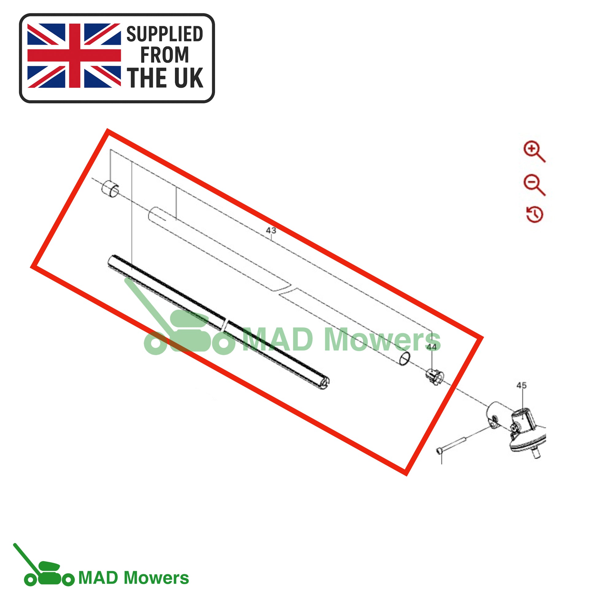 Diagrame showing the part Aluminium Tube (59004552)
