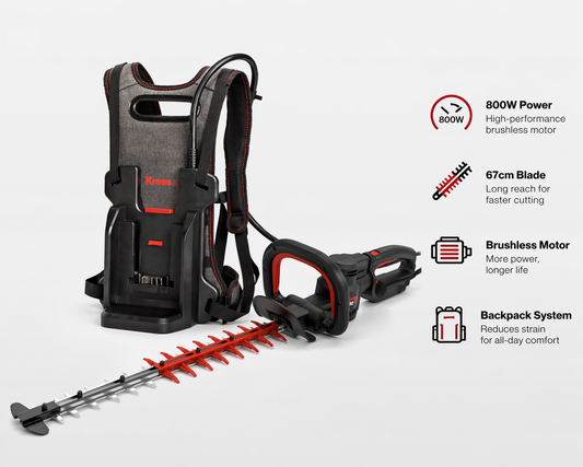 Kress 60V Backpack Hedge Trimmer – High Power, Long Reach Trimming