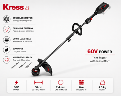 Kress 60V Cordless Multi-Tool Grass Trimmer – One Tool, More Possibilities