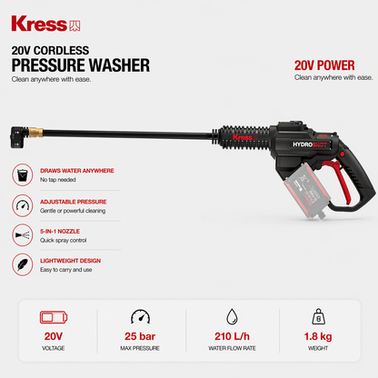 Kress 20V Portable Pressure Washer – Lightweight & Easy to Use