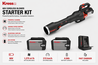 Kress 60V Cordless Blower – Powerful, Effortless Garden Clearing