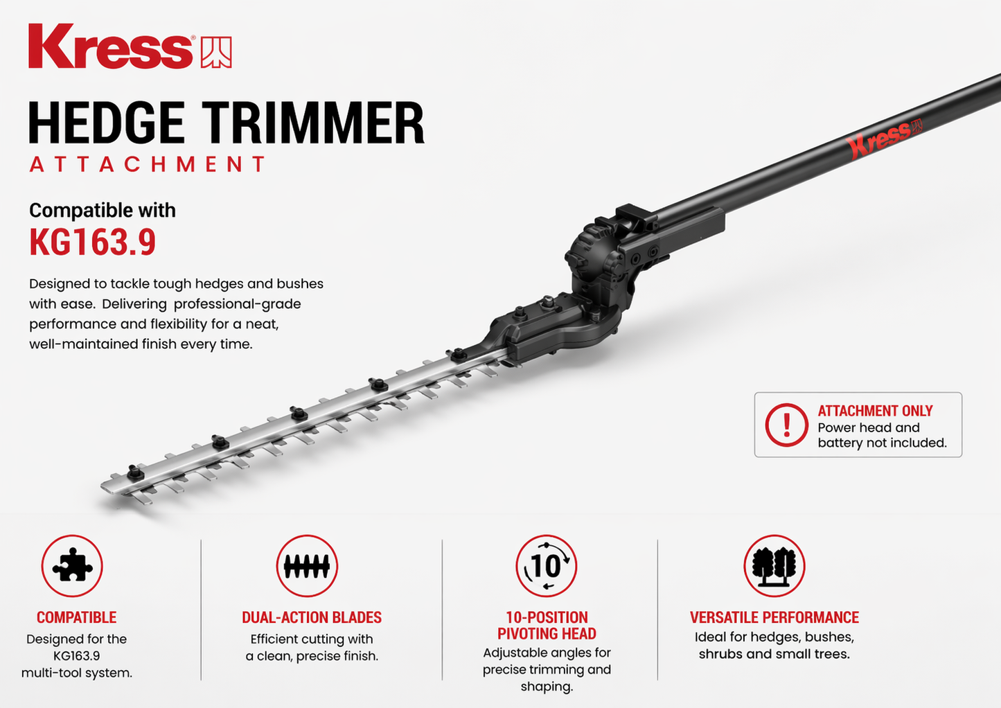 Kress Multi-Tool Hedge Trimmer Attachment – Shape Hedges with Ease