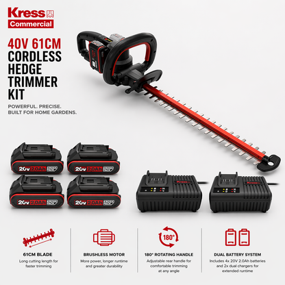 Kress 40V Hedge Trimmer – Powerful, Smooth Cutting Performance (61cm)