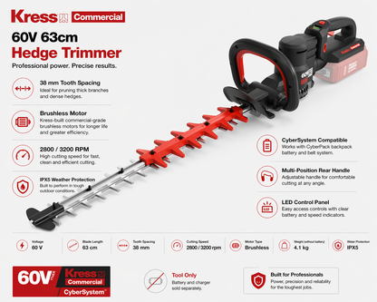 Kress 60V Cordless Hedge Trimmer – Commercial Power, Precision Cutting