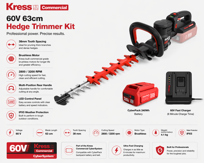 Kress 60V Cordless Hedge Trimmer – Commercial Power, Precision Cutting