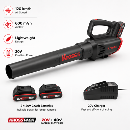 Kress 20V Cordless Leaf Blower – Compact Power for Small to Medium Gardens
