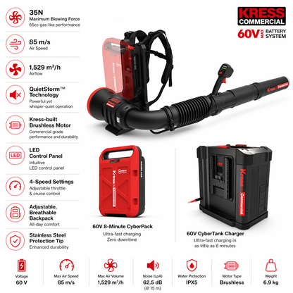 Kress Commercial 60 V 35 N backpack blower - tool and KIT
