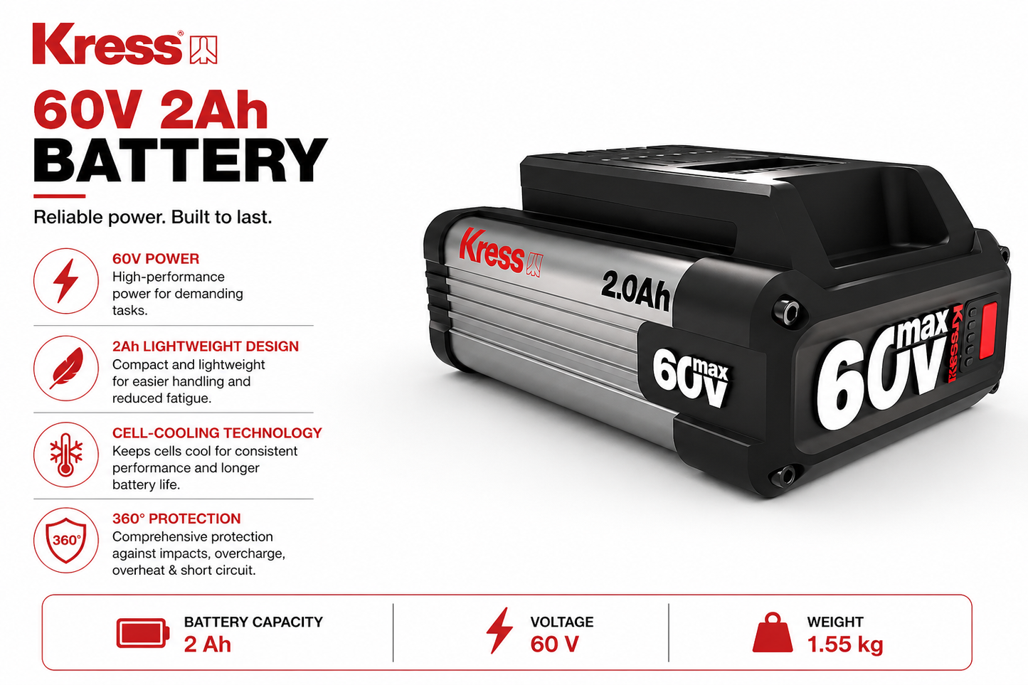 Kress 60 V / 2 Ah lithium-ion battery