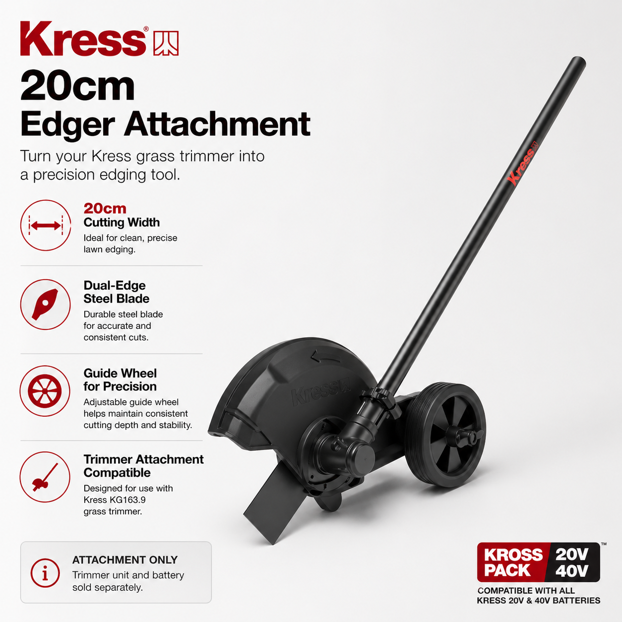Kress 20cm Lawn Edger Attachment – Professional Edging Made Easy