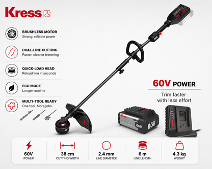 Kress 60V Cordless Multi-Tool Grass Trimmer – One Tool, More Possibilities