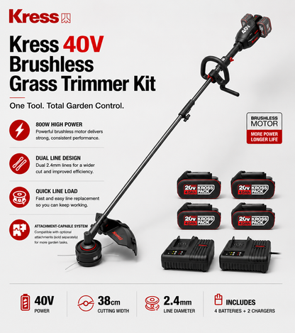 Kress 40V Brushless Multi-Tool Grass Trimmer – Powerful Performance with Total Flexibility
