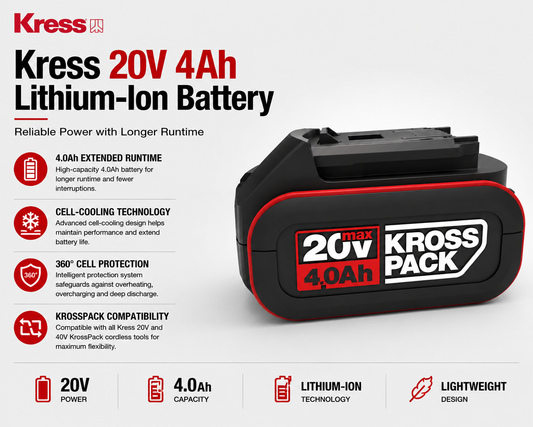 Kress 20V 4Ah Lithium-Ion Battery – Reliable Power with Longer Runtime