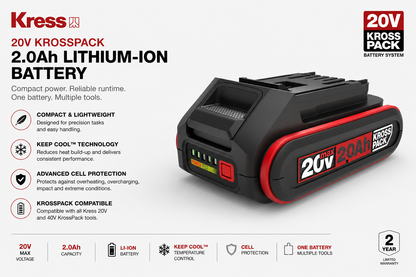 Kress 20V 2Ah Lithium-Ion Battery – Lightweight Power for Everyday Garden Tasks