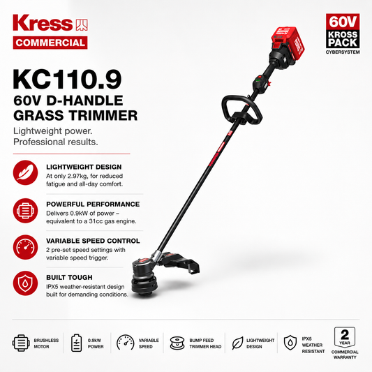 Kress Commercial 60V D-Handle Grass Trimmer – Lightweight Power for Professional Performance