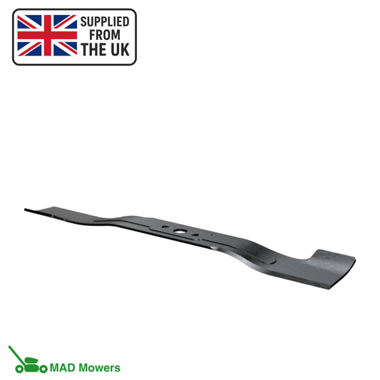 Black metal mower blade.