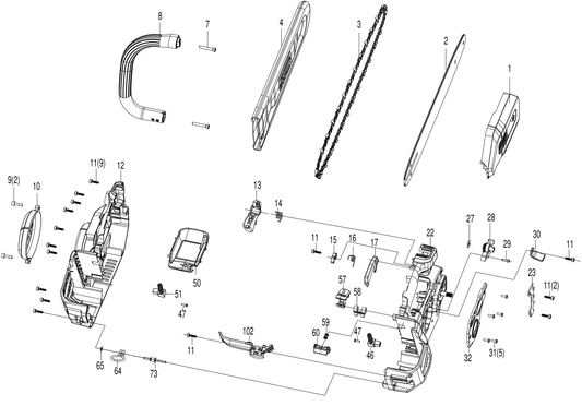 Parts Commercial-grade 60 V top-handle chainsaw KC320.9