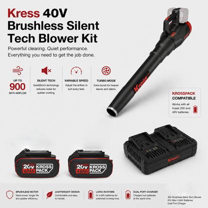 Kress 40V Silent Tech Blower – Powerful with Quiet Performance