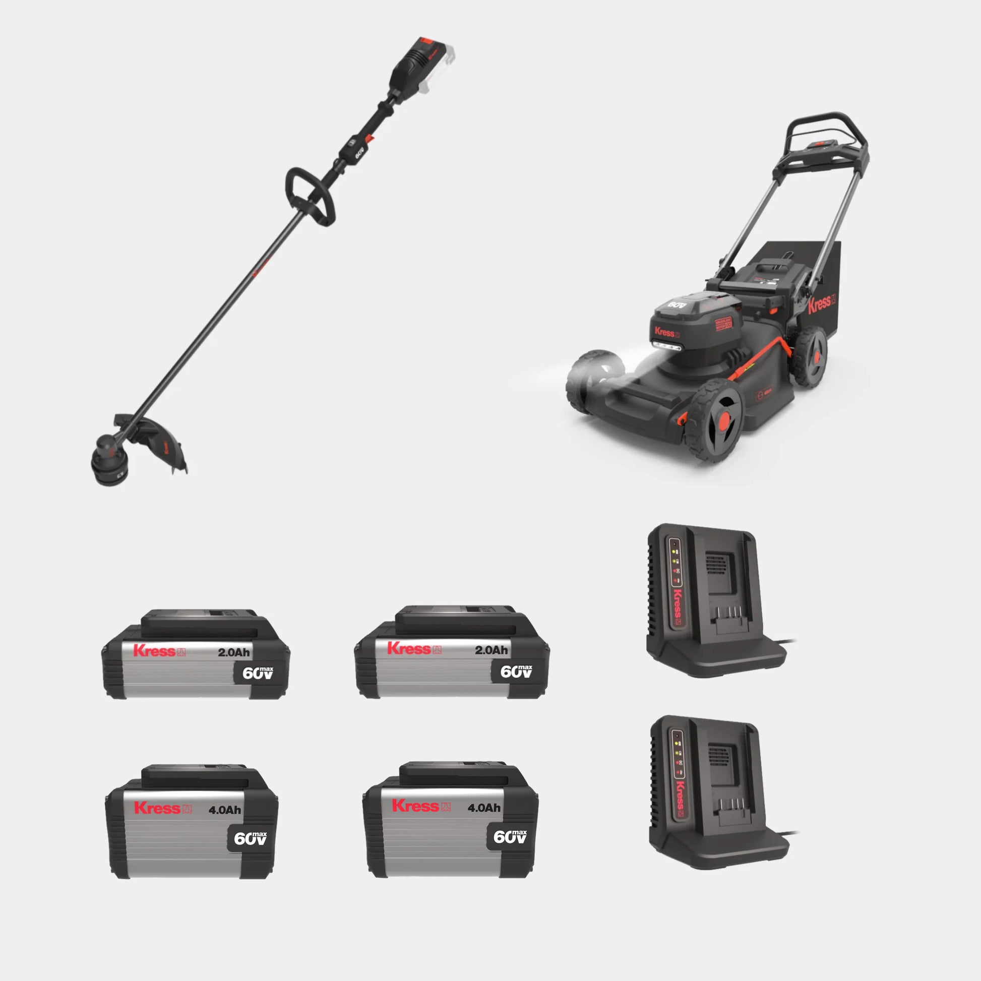 Kress 60 V brushless push mower with quiet, zero-emission operation.
Cordless lawn mower with push-button start and ergonomic handle.
Kress mower with 55 L grass collection bag for fewer stops.
KG756E.9 mower with chip-controlled motor for consistent cutting power.
Lightweight Kress mower for easy manoeuvring in tight spaces.
Kress 60 V lawn mower with adjustable cutting height for precision mowing.
Battery-powered mower compatible with Kress 60 V interchangeable battery system.
