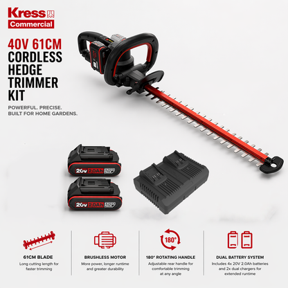 Kress 40V Hedge Trimmer – Powerful, Smooth Cutting Performance (61cm)