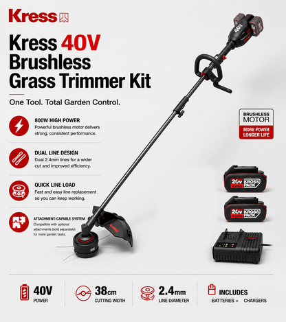 Kress 40V Brushless Multi-Tool Grass Trimmer – Powerful Performance with Total Flexibility