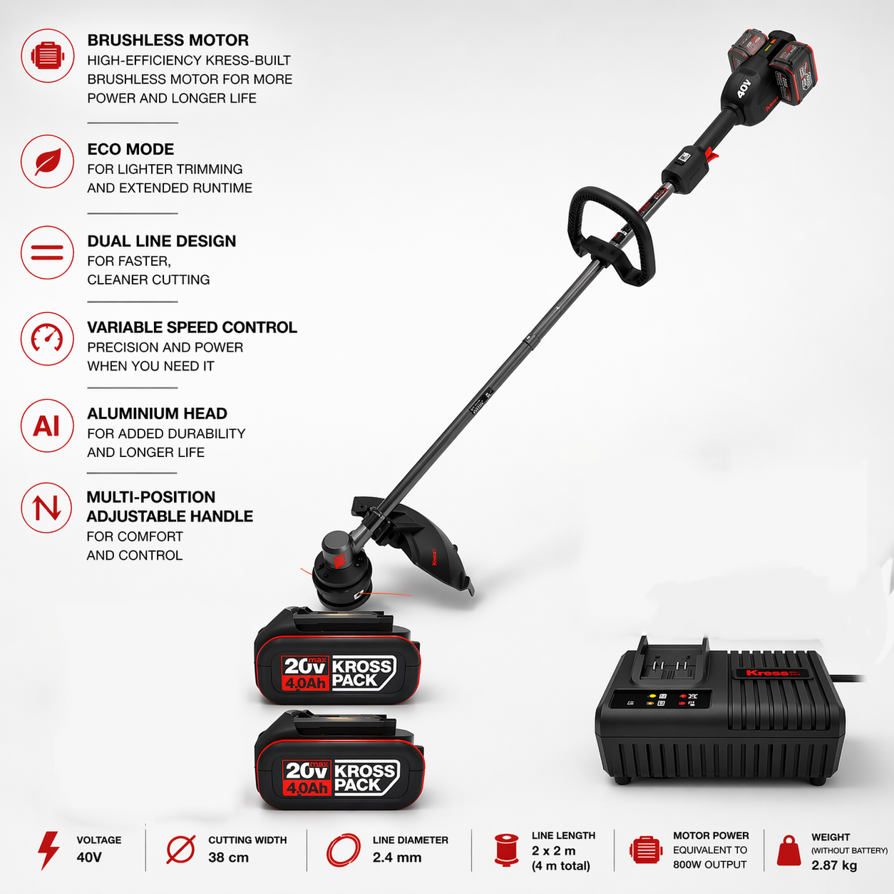 Kress 40V Strimmer – Professional Power, Perfect For That Garden Finish